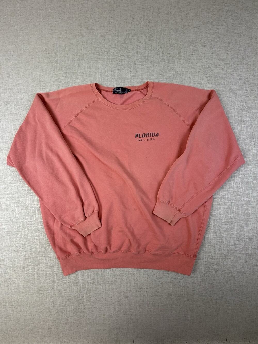 Polo Ralph Lauren Florida Sweatshirt Men’s XL Coral Distressed Crewneck
